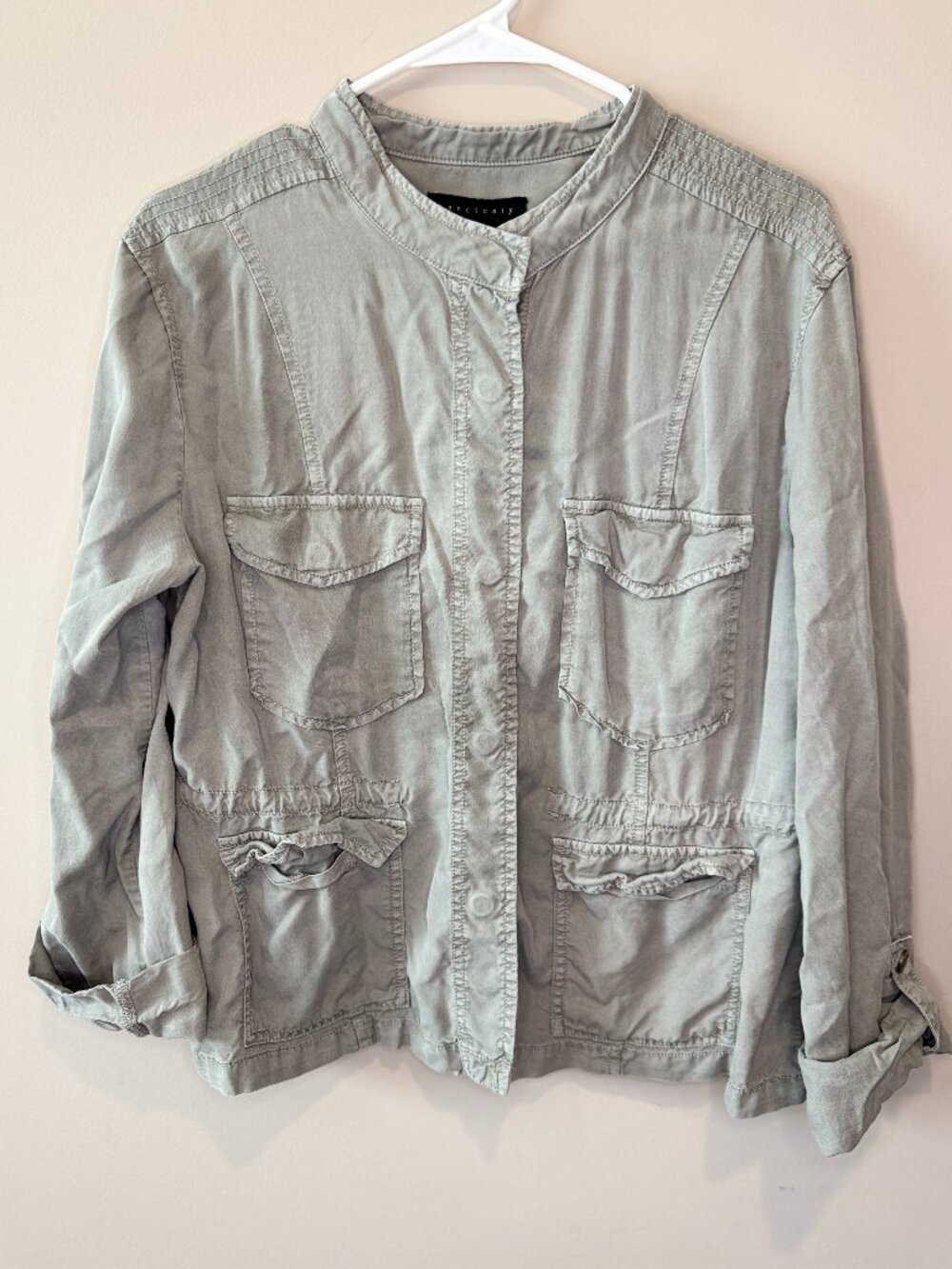 Women’s Sancutary Utility Lightweight Button-Up Shacket Jacket Green XL